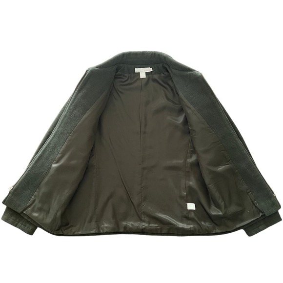 J. Crew Wool Blend Zip Front Jacket Collared Quality Coat Green Large - Picture 3 of 6